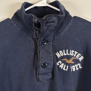 Vintage Hollister Henley Thick Long Sleeve Tee 90s Preppy Navy Men's Medium